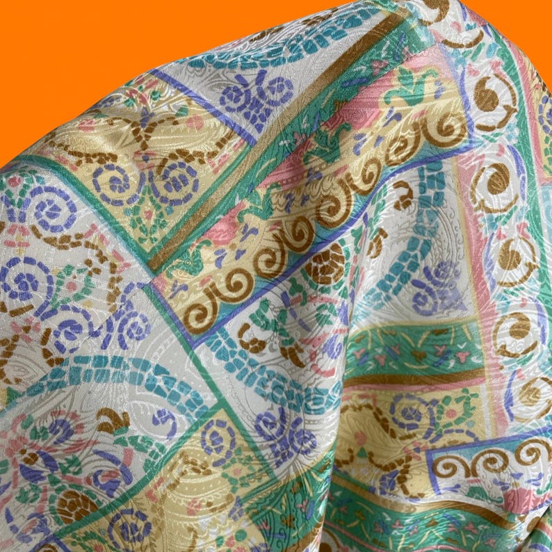 Blusa vintage anni '80-'90 in seta 100% con motivo paisley floreale, taglia 8, adrianna papell immagine 5