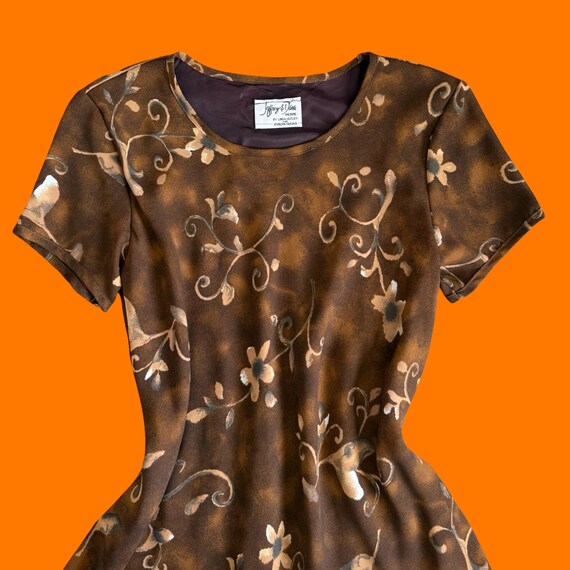 blue dress for baby girl Brown Floral Long Sleeve Midi Dress Small main image 0