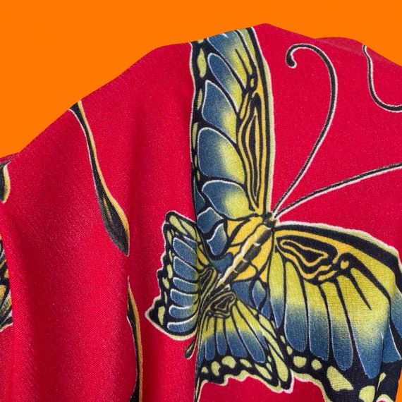 90's vintage red slinky butterfly print sleeveles… - image 7