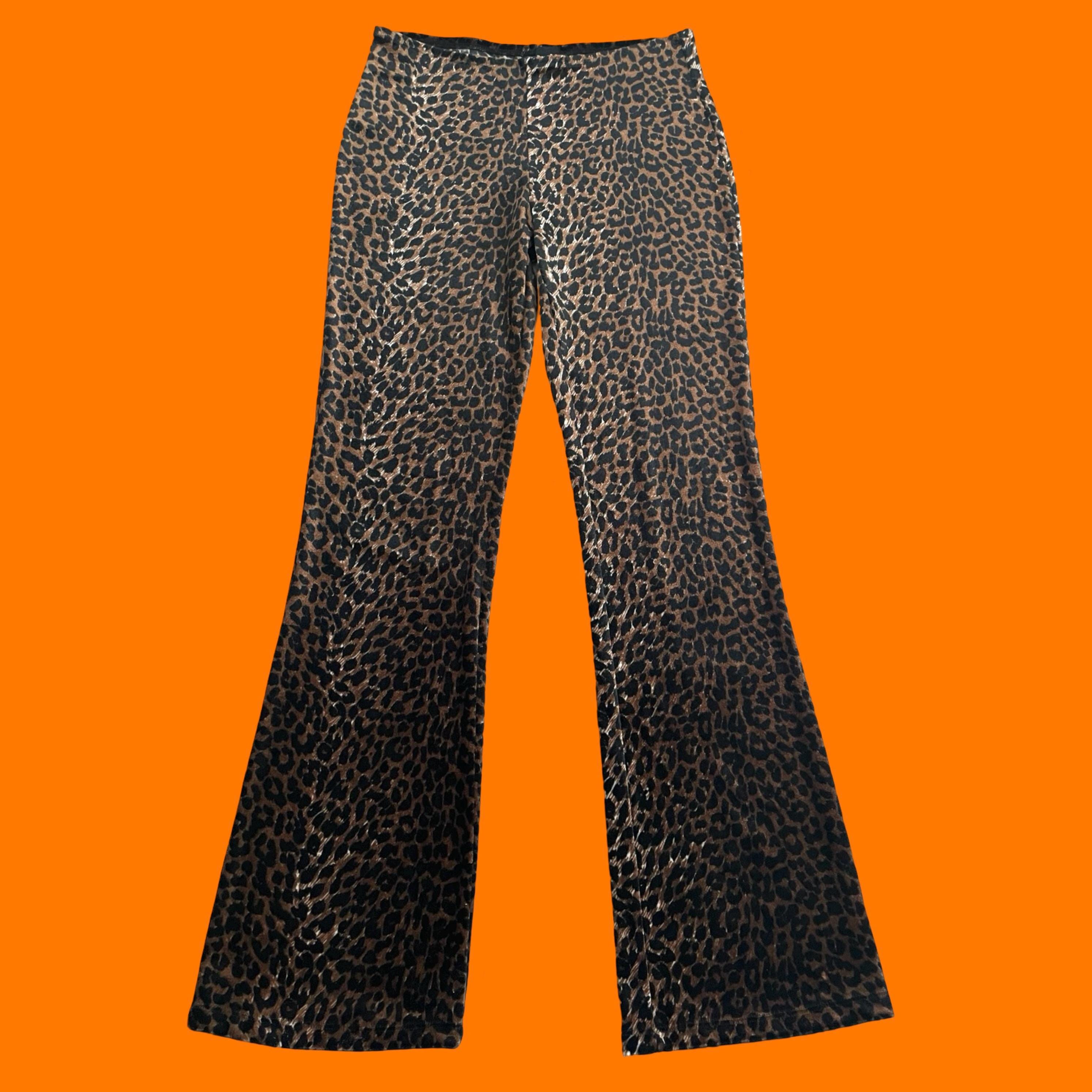 【wewemeu】LEOPARD VELVET FOLDED PANTS ★ JWZUY Leopard Print Jeans for Women Cheetah Print Pants