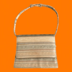 90&#39;s vintage earthy tapestry embroidered boxy shoulder bag handbag purse j. renee 8.5&quot; x 3&quot; x 6.5&quot;