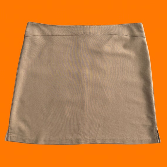 90's 00's vintage tan bodycon y2k mini skirt LARG… - image 3