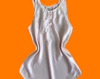 Vestido lencero vintage de satén rosa bebé de los años 90, talla MEDIANA
