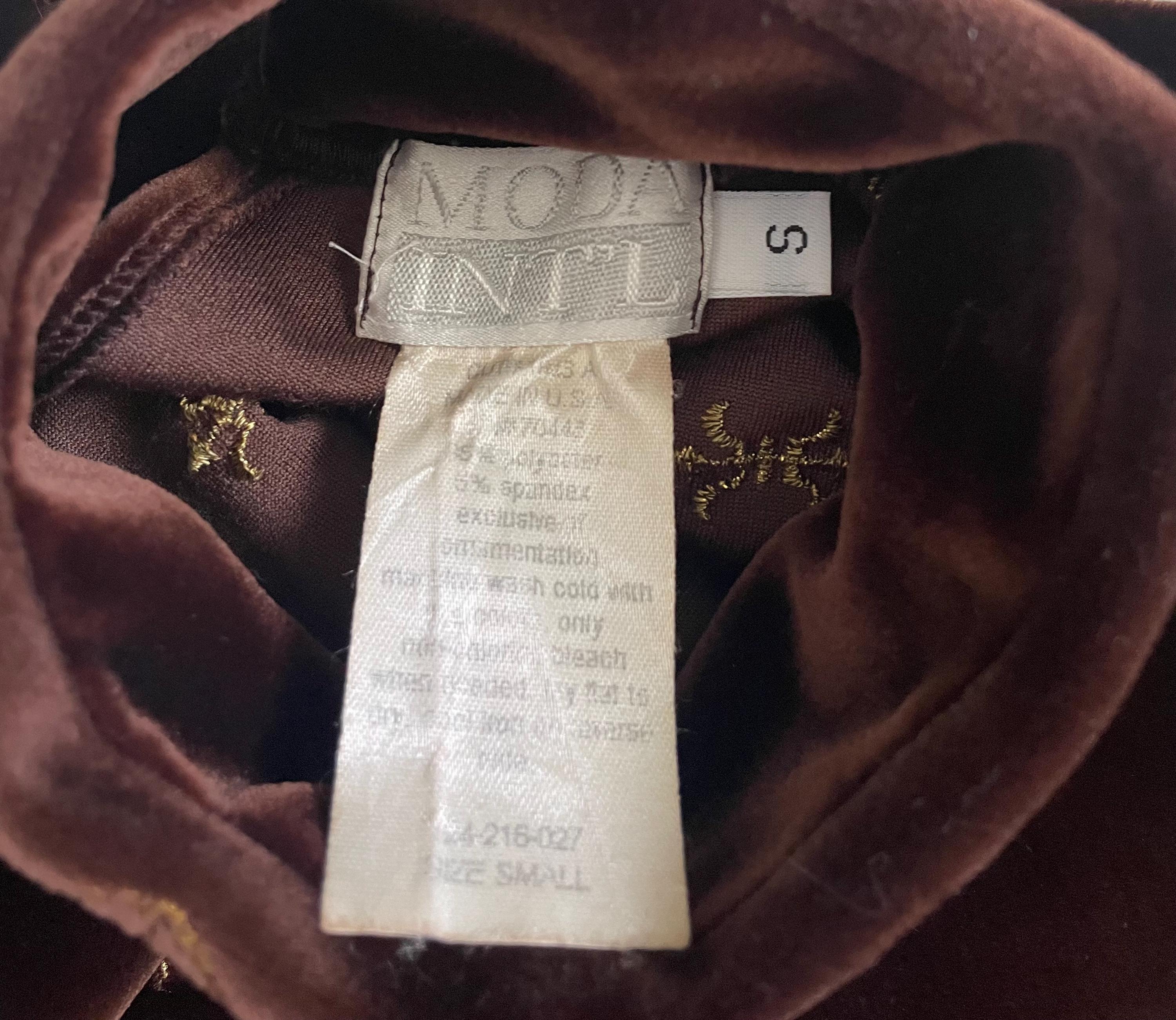 人気の春夏 Brown Chocolate Vintage 90's Velvet Asian Embroidered Gold トップス