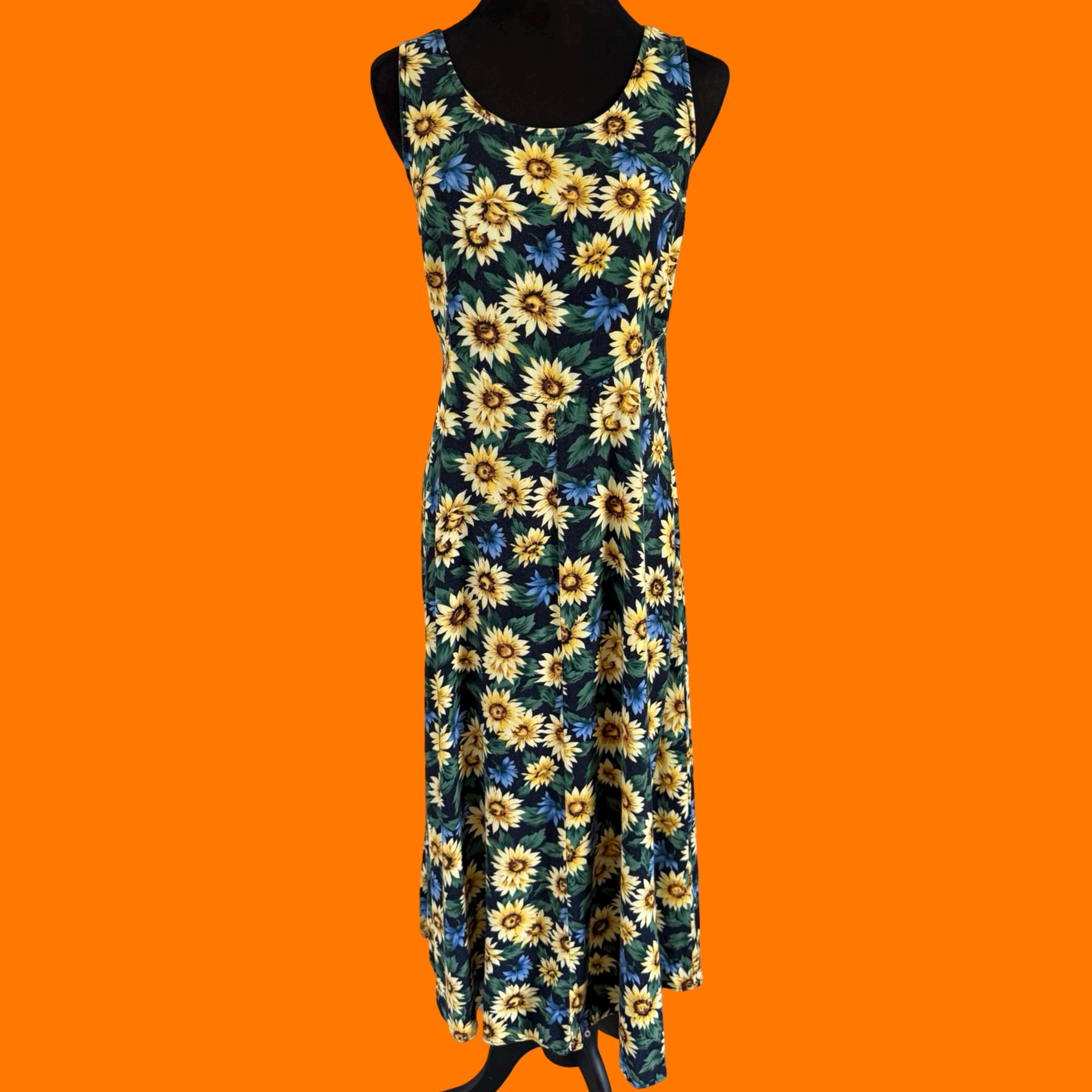 sunflower dress 90s 90's Empire Waist Sunflower Dress  Community Thrift and Vintage