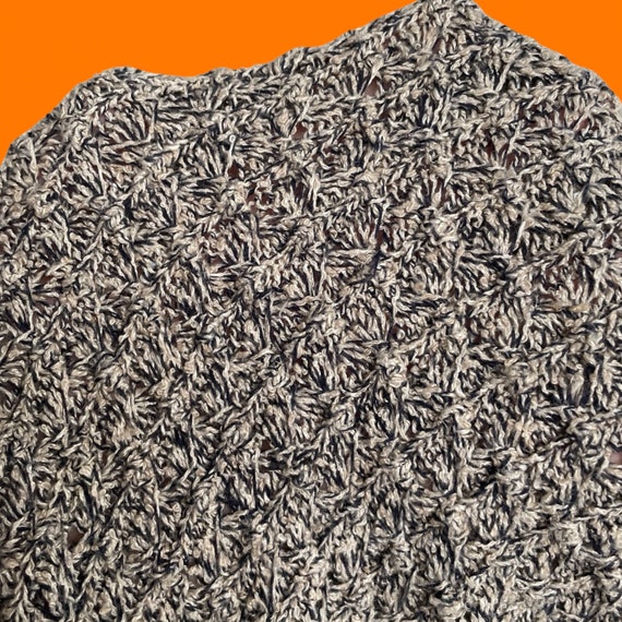 90's vintage black and beige speckled crochet kni… - image 8