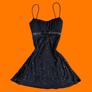 00's vintage black sequins goth glam y2k party dress SMALL ruby rox