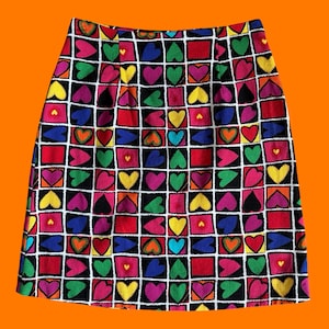 90&#39;s vintage heart print high waisted bodycon pencil skirt Size 2P