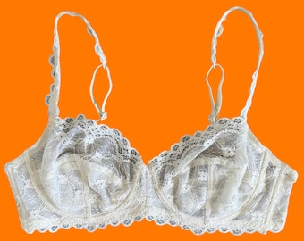 00's vintage ivory white floral lace coquette bridal y2k bra 34C intimissimi