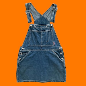 90年代ヴィンテージデニム100%コットンオーバーオールミニドレスジャンパーLARGEカーターズ