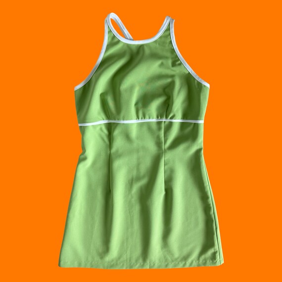 city triangles green dress 90's Vintage High Neck Mod Bodycon Mini Size 11/12 Formal dresses