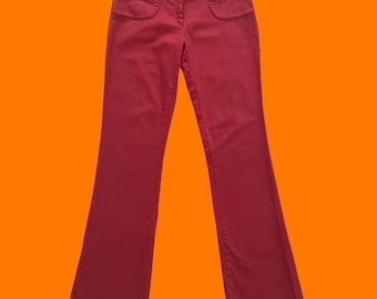 Pantalones ajustados de tiro bajo estilo Y2K rojos vintage de los años 2000, talla 2/3.