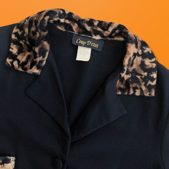 90's vintage fuzzy furry faux fur leopard print t… - image 4