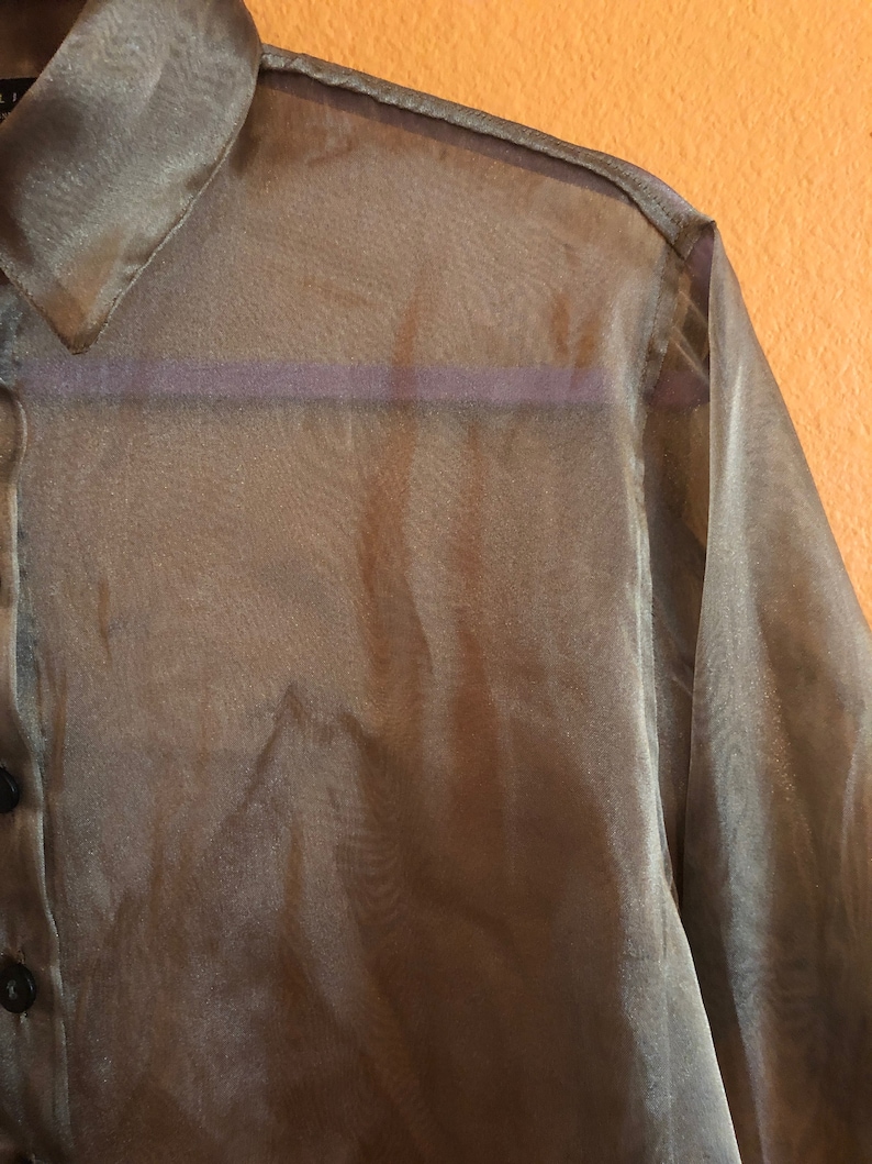 90/'s vintage sheer metallic blouse SMALL The Limited