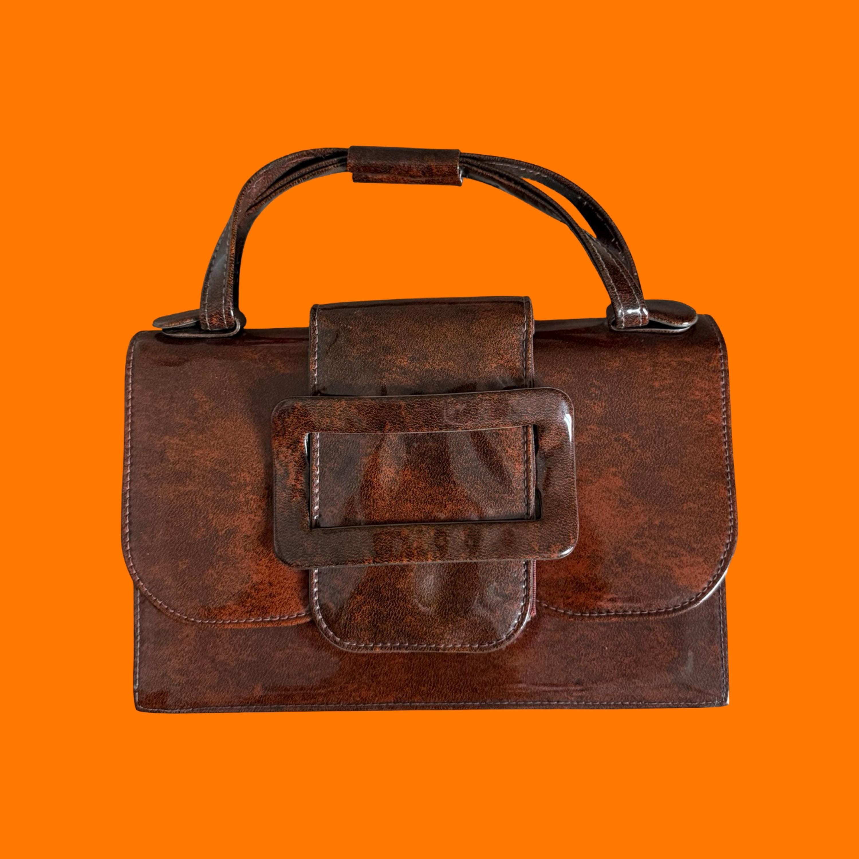 The 60s Leather Purse 60s Handbags Style 60's Vintage Tortoise