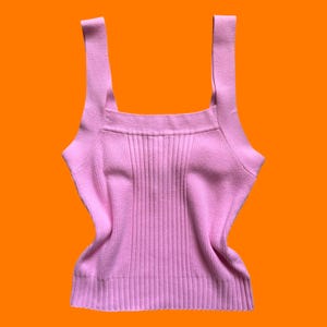 00&#39;s vintage baby pink ribbed bodycon y2k sleeveless sweater blouse tank top y2k LARGE take out **runs smaller**