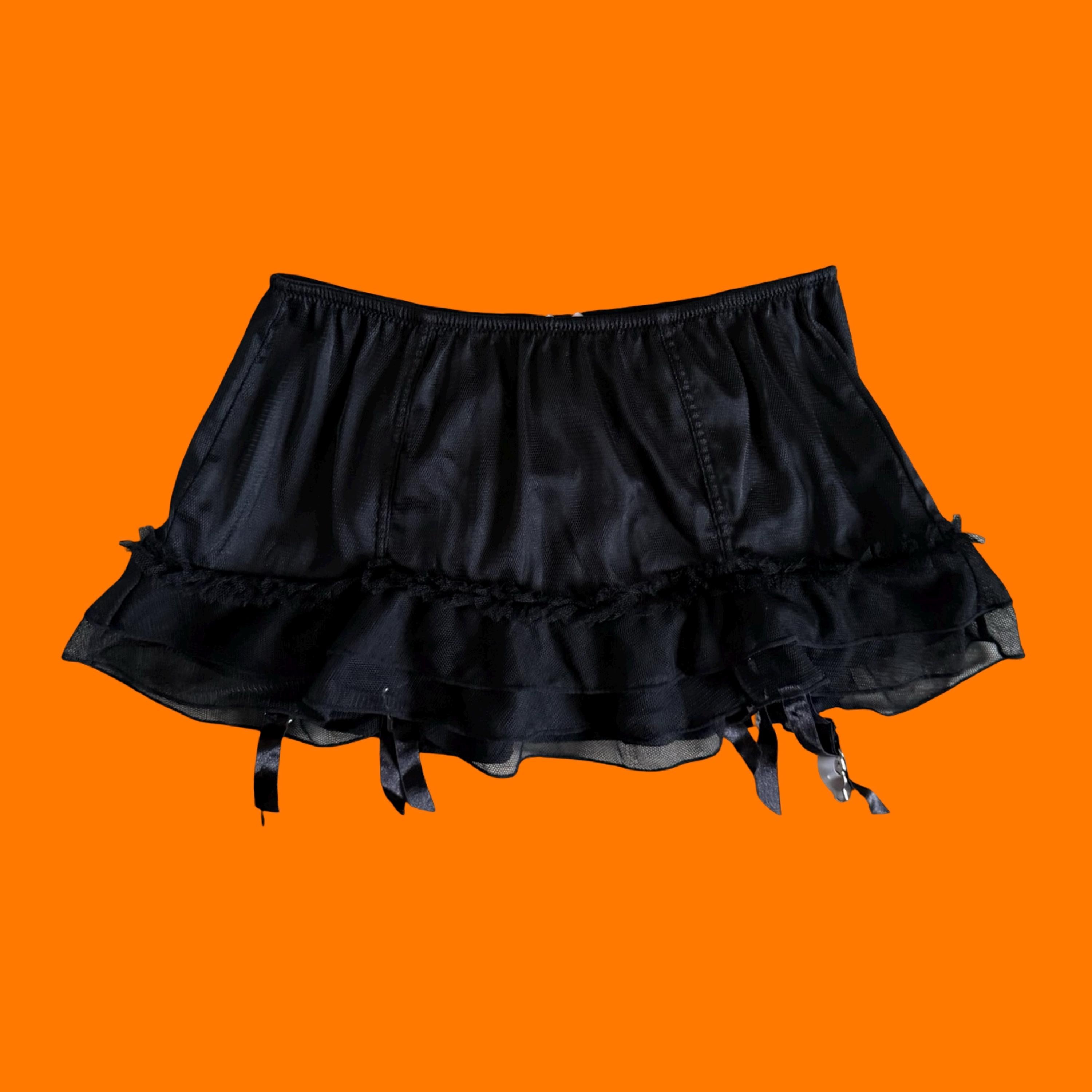 00's Vintage Black Lingerie Y2k Micro Mini Skirt XS/S Victoria's
