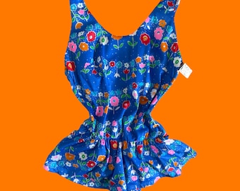 60's 70's vintage bloemen mod groovy zwemjurk badpak M/L *deadstock*