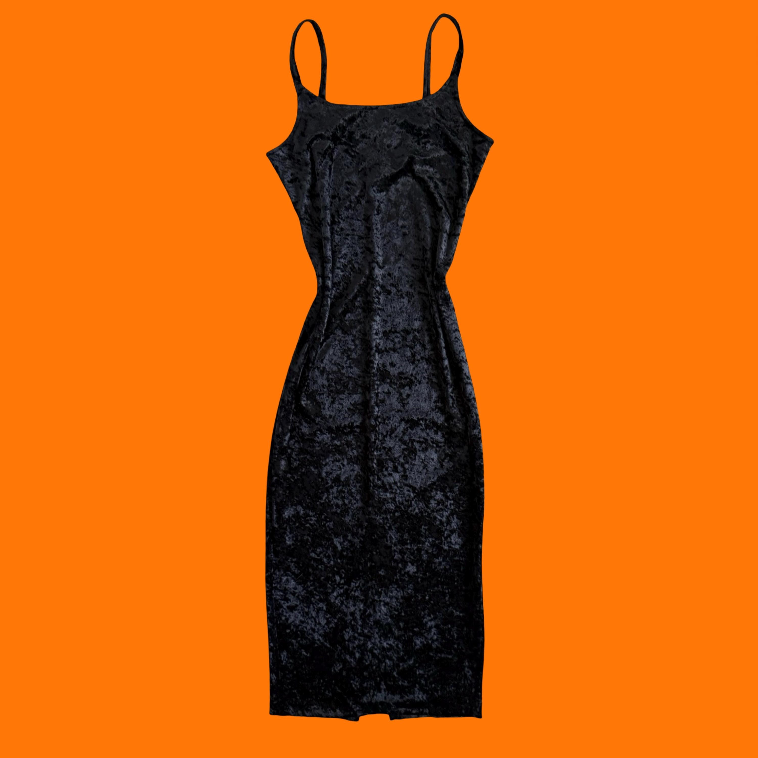90s bodycon dress Fitted Plunging Cowl Halter color_Black Size:us-14 featuring a body