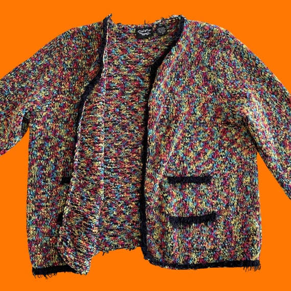 90's 00's vintage funky multicolored textured kni… - image 7