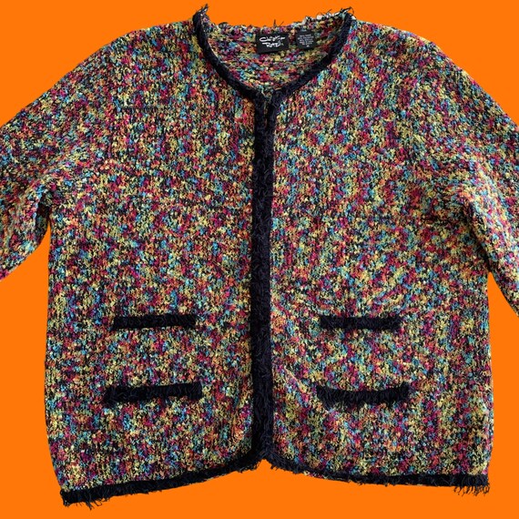 90's 00's vintage funky multicolored textured kni… - image 3