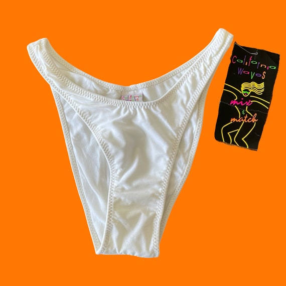 90's vintage white hi cut high leg bikini bottoms… - image 2