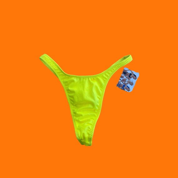 90's vintage neon yellow hi cut high leg thong bi… - image 1