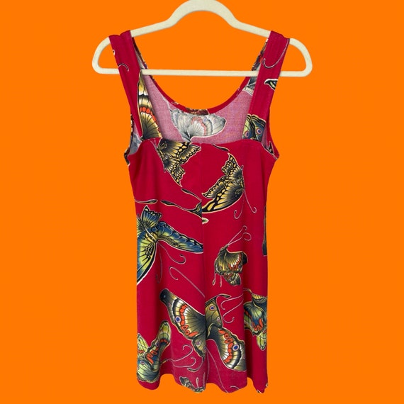 90's vintage red slinky butterfly print sleeveles… - image 5