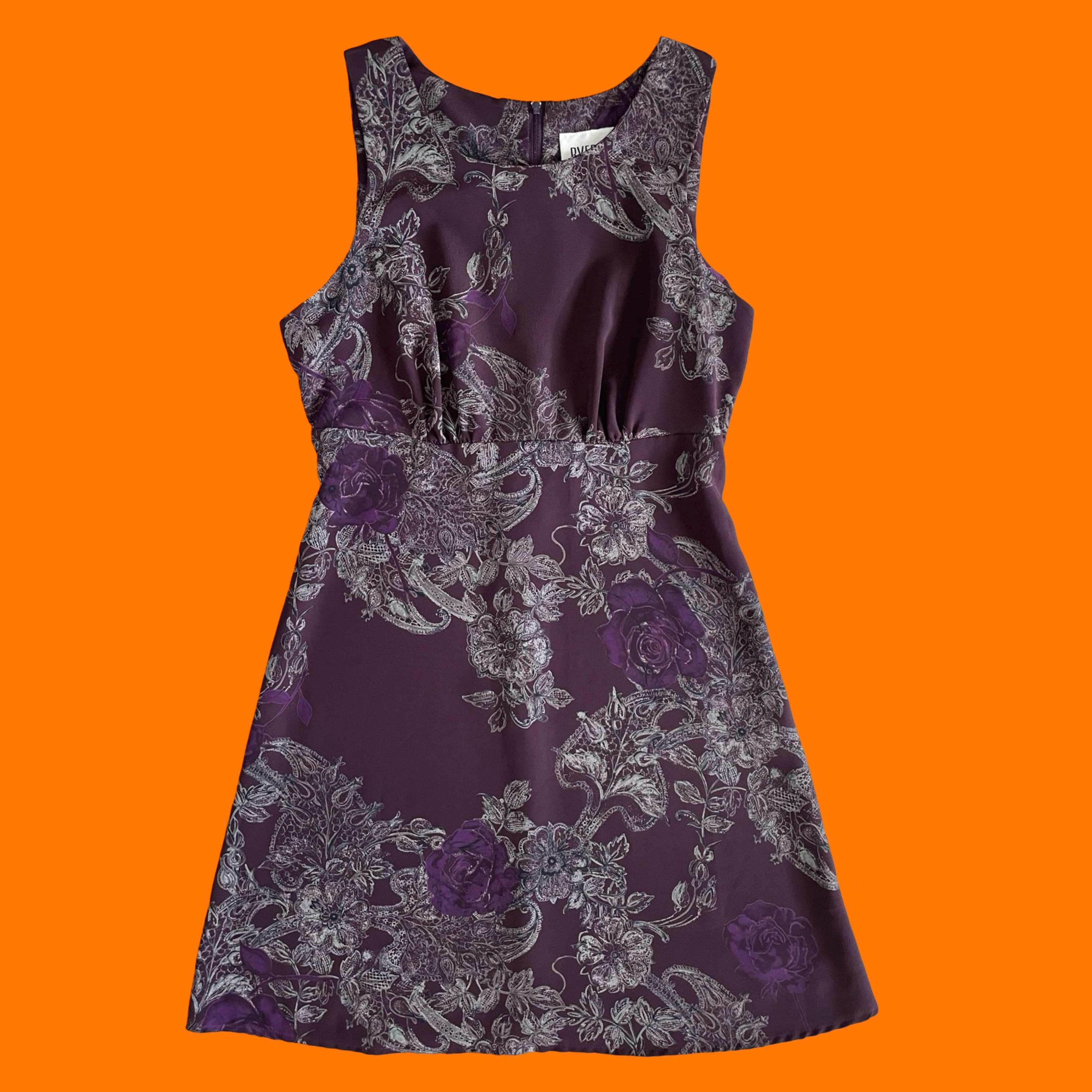 90's vintage dark purple rose floral print sleeveless mini dress Size 5 byer too!