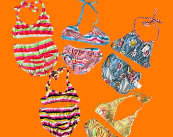 60's 70's vintage lot of 5 bathing suits Girl's 12/14 *deadstock*