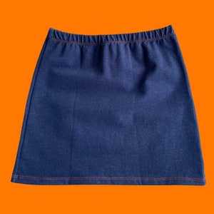 90&#39;s vintage faux denim high waisted bodycon mini skirt XS SMALL *deadstock*