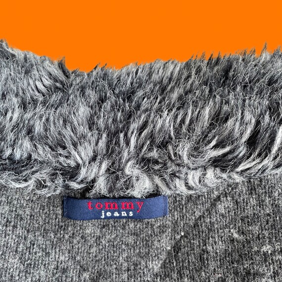 90's 00's vintage dark gray lambswool blend faux … - image 8