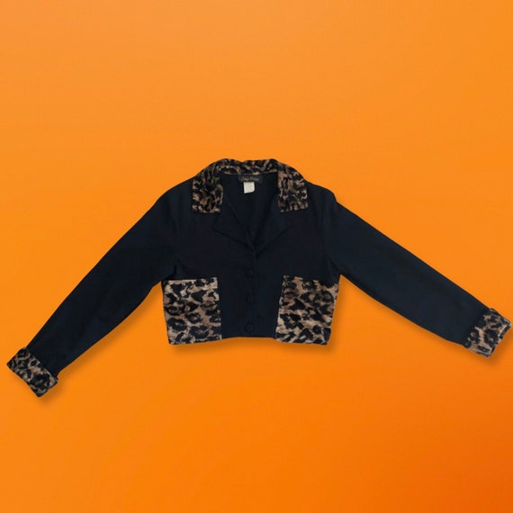 90's vintage fuzzy furry faux fur leopard print t… - image 1