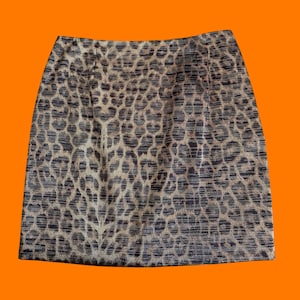90&#39;s vintage metallic lurex glittery leopard print mini skirt MEDIUM cache