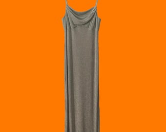 90's vintage slinky cowl neck glittery formal prom evening dress Size 8