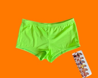 90-tals vintage neongröna pojkshorts bikiniunderdel L *deadstock*