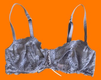 00's vintage purple sheer floral lace coquette fairy corset y2k bra 34D victoria's secret