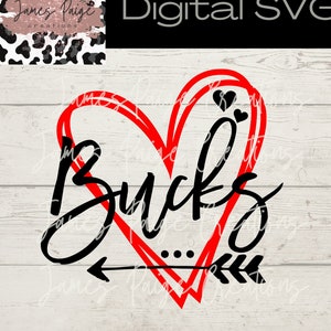 Bucks met Open Heart SVG, PNG, JPG File | Bucks | School Mascotte | Team Shirt Ontwerp | Schoolgeest | Cheer Shirt | Bucks Digitaal Bestand