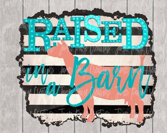 Raised in a Barn Digital File | Sublimation Design | Nigerian Goat | Goat Sublimation transfer, 4H Show Goat | Stock Show Mom | Goat Print