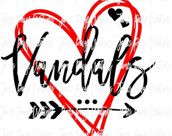 Vandals with Open Heart SVG, DxF, AI, EPS File ***  Purchased copy is not watermarked School Spirit Cheer Shirt, Cheer Camp Shirt
