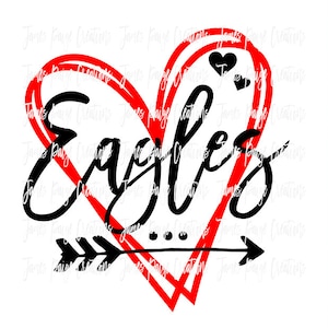 EAGLES met Open Heart SVG File | De Mascotte | van de school Eagles Mascot | Schoolgeest | Cheer Shirt | Team Shirt | Cheer Camp Shirt| Docent SVG