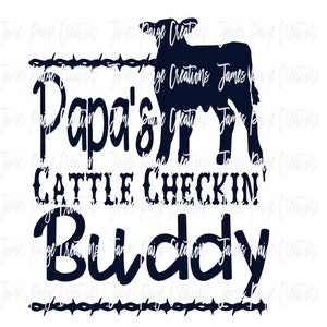 Digitaal bestand Papa's Cattle Checkin' Buddy | SVG voor silhouet| Boerderijbaby | Baby kalf SVG | Vaderdagcadeau | Kalf SVG-boerderij baby boerderijjongen
