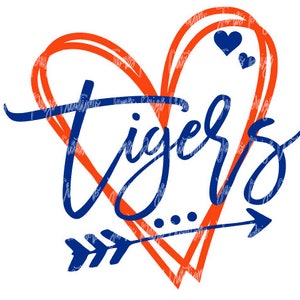 Tijgers met Open Heart SVG, AI, EPS-bestand *** Gekocht exemplaar is niet watermerk School Spirit Cheer Shirt