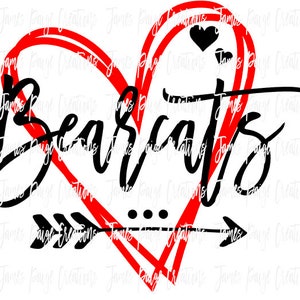 Bearcats met Open Heart SVG, AI, EPS File *** Gekocht exemplaar is niet watermerk School Spirit Cheer Shirt, Cheer Camp Shirt
