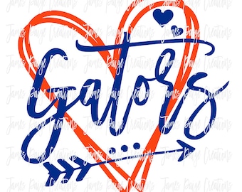 Gators with Open Heart SVG, AI, EPS File | Gators | School Mascot | Team Shirt Design | School Spirit | Cheer Shirt | Gators Digital File