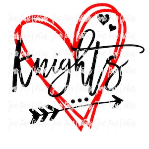 Knights with Open Heart SVG, AI, EPS File ***  Purchased copy is not watermarked School Spirit Cheer Shirt, Cheer Camp Shirt