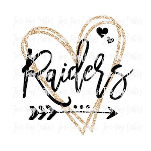 RAIDERS met Open Hart SVG File *** Gekochte kopie is niet voorzien van een watermerk School Spirit Cheer Shirt, Cheer Camp Shirt, Leraar SVG