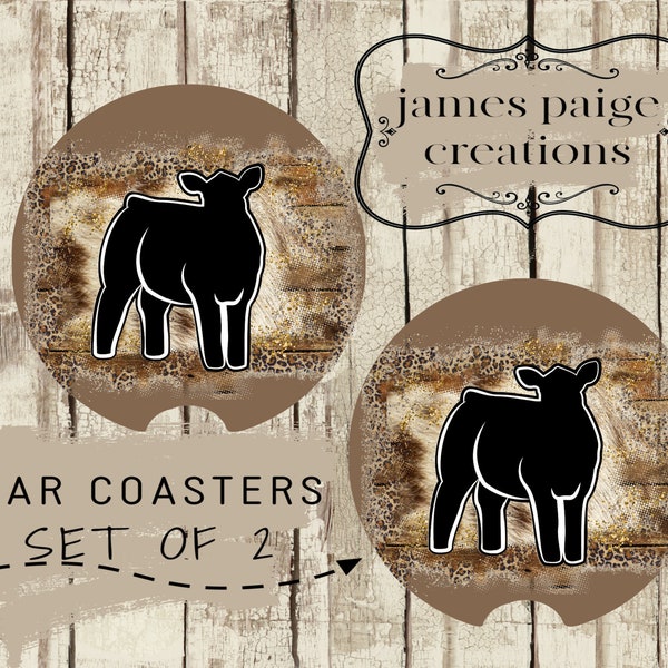 Car Coaster - SET OF TWO | Sandstone Car Coaster| Stock Show Mom |Cup Holders |Gift for Her| Coaster for Car | Sandstone Steer Car Coaster