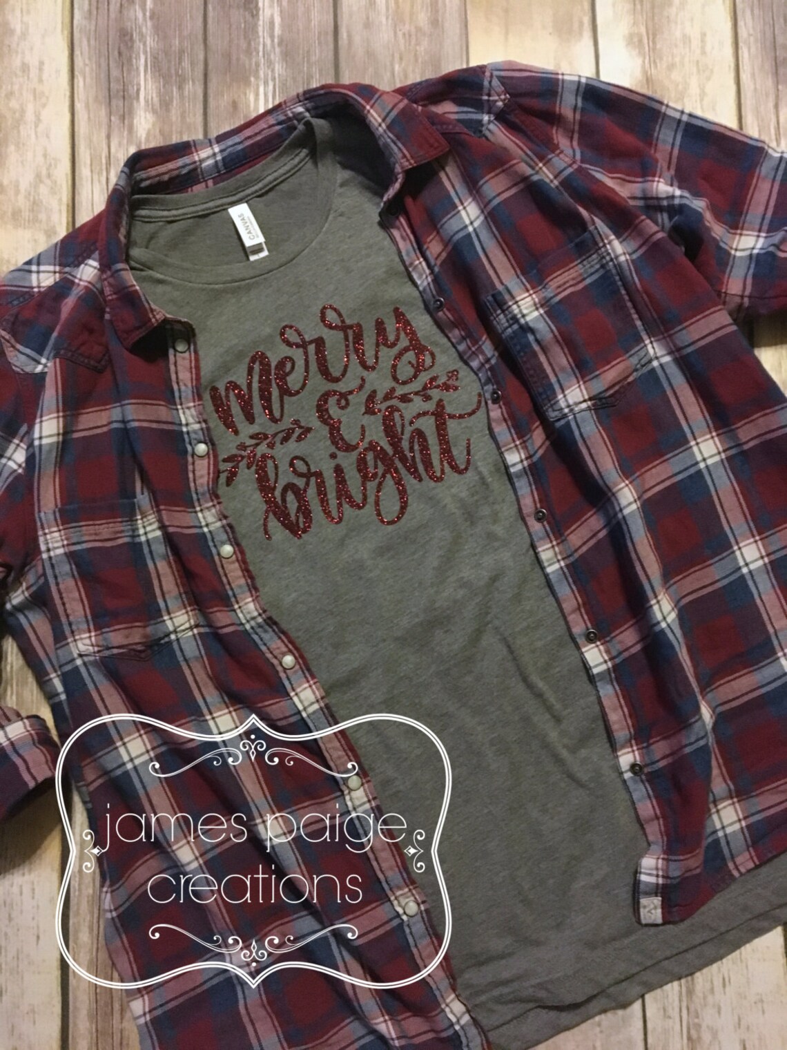 Women's Christmas Tshirt Merry & Bright Women's Etsy