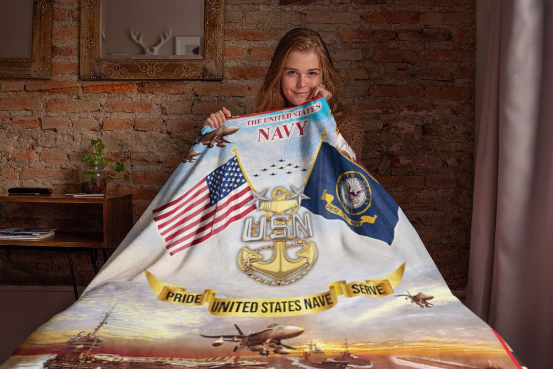 Us Navy Chief Blankets & Throws Navi Army Force Queen size/ Etsy